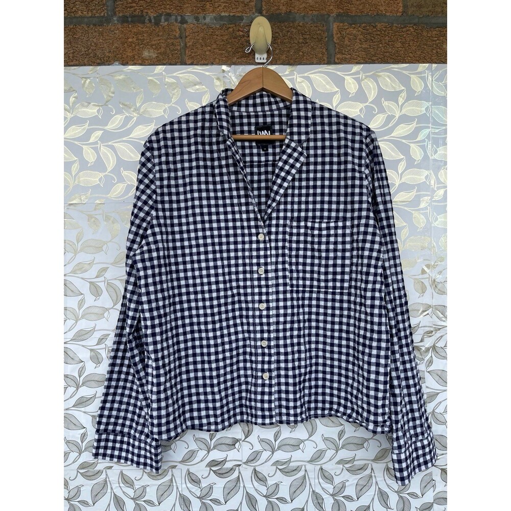 LWN Blue White Gingham 2-Piece Set Top Skirt M Lagenlook Vintage Indie - Picture 2 of 12